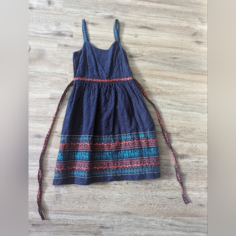 Anthropologie blue embroidered dress